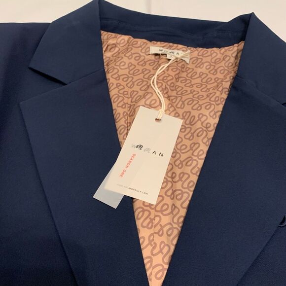 NWT Malbon Golf Woman Sz 4 Yasmeen Blazer Jacket Stretch Embroidered Logo Navy - Picture 3 of 7